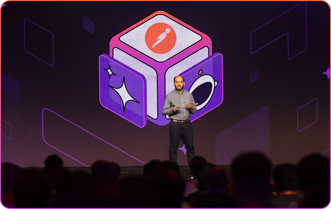 Photo of Postman CEO Abhinav Asthana on stage at POST/CON 25